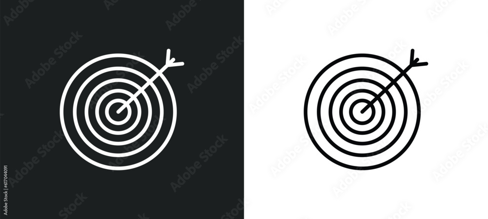 Poster objective line icon in white and black colors. objective flat vector icon from objective collection 