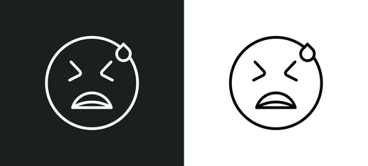 desperate emoji line icon in white and black colors. desperate emoji flat vector icon from desperate emoji collection for web, mobile apps and ui.