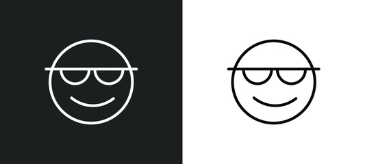 Obraz premium cool emoji line icon in white and black colors. cool emoji flat vector icon from cool emoji collection for web, mobile apps and ui.