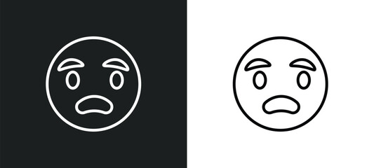 anguished emoji line icon in white and black colors. anguished emoji flat vector icon from anguished emoji collection for web, mobile apps and ui.