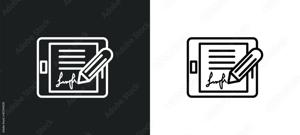 Poster electronic line icon in white and black colors. electronic flat vector icon from electronic collecti