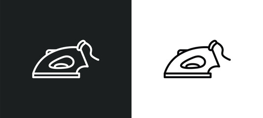 iron line icon in white and black colors. iron flat vector icon from iron collection for web, mobile apps and ui.
