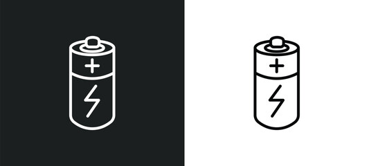 battery line icon in white and black colors. battery flat vector icon from battery collection for web, mobile apps and ui.