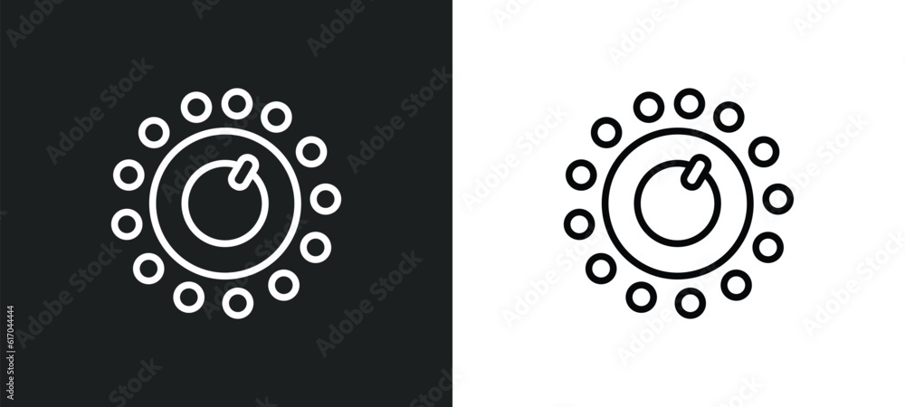 Poster dimmer line icon in white and black colors. dimmer flat vector icon from dimmer collection for web, 