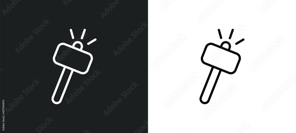 Aufkleber hammer line icon in white and black colors. hammer flat vector icon from hammer collection for web, 