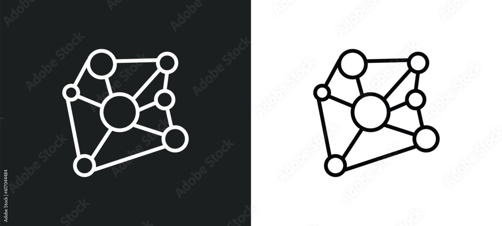 Poster connections line icon in white and black colors. connections flat vector icon from connections colle