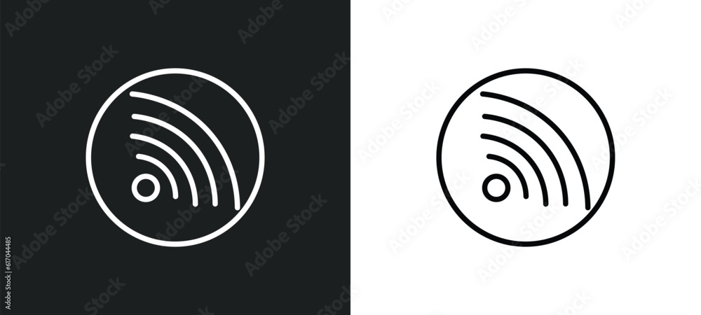 Poster wireless internet line icon in white and black colors. wireless internet flat vector icon from wirel