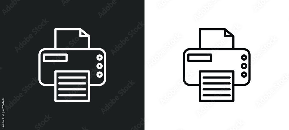 Aufkleber print line icon in white and black colors. print flat vector icon from print collection for web, mob