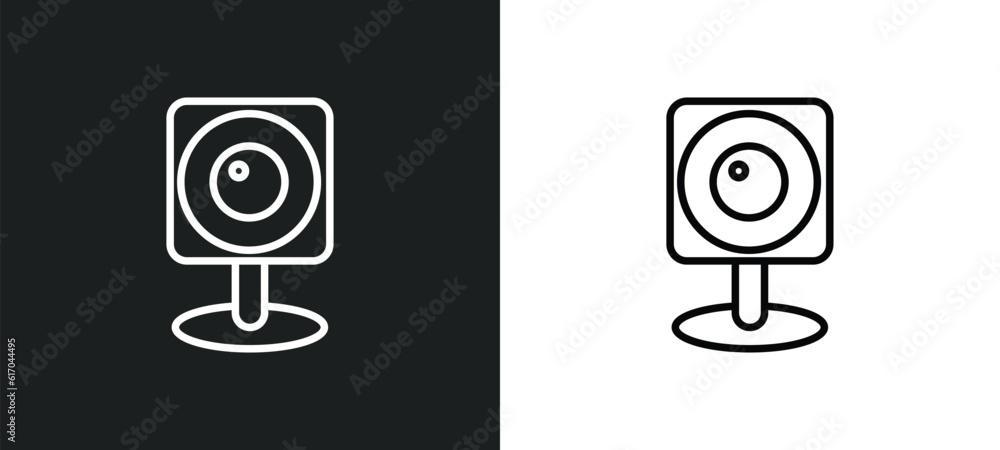Aufkleber web camera line icon in white and black colors. web camera flat vector icon from web camera collecti