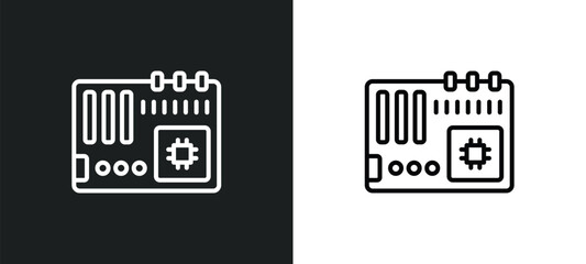motherboard line icon in white and black colors. motherboard flat vector icon from motherboard collection for web, mobile apps and ui.