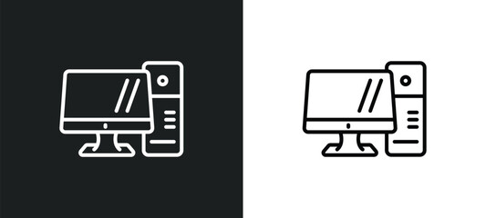 personal computer line icon in white and black colors. personal computer flat vector icon from personal computer collection for web, mobile apps and ui.