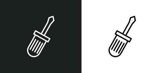 screwdriver line icon in white and black colors. screwdriver flat vector icon from screwdriver collection for web, mobile apps and ui.