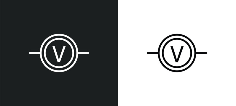 voltmeter line icon in white and black colors. voltmeter flat vector icon from voltmeter collection for web, mobile apps and ui.