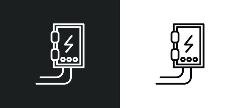 fuse box line icon in white and black colors. fuse box flat vector icon from fuse box collection for web, mobile apps and ui.