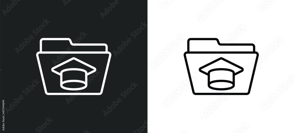Poster folder line icon in white and black colors. folder flat vector icon from folder collection for web, 