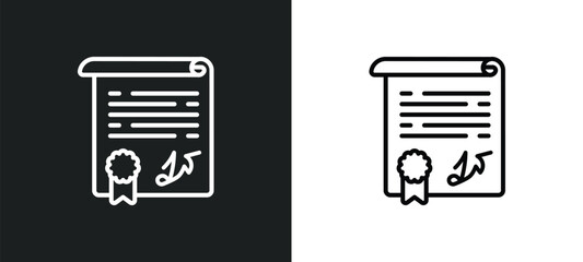 diploma line icon in white and black colors. diploma flat vector icon from diploma collection for web, mobile apps and ui.