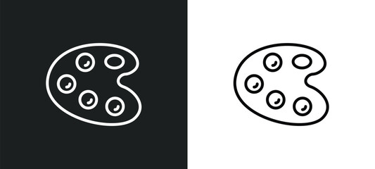 paint palette line icon in white and black colors. paint palette flat vector icon from paint palette collection for web, mobile apps and ui.