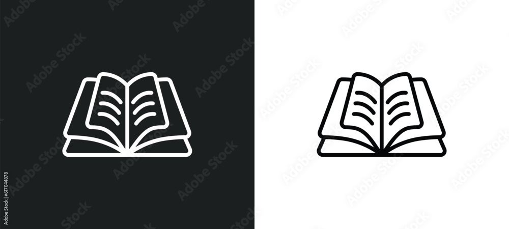 Poster opened line icon in white and black colors. opened flat vector icon from opened collection for web, 