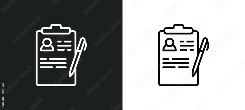 Poster registered line icon in white and black colors. registered flat vector icon from registered collecti