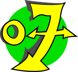 Simple vector number for all about sports, custom. Template number 07