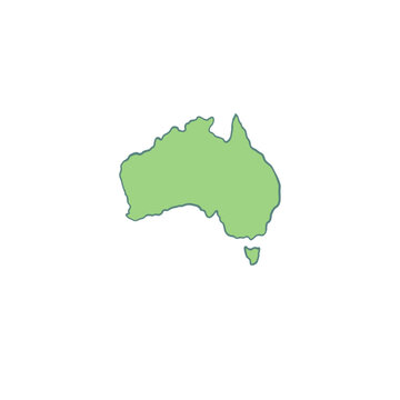 Green Australia Map Cartoon Style Vector Illustration
