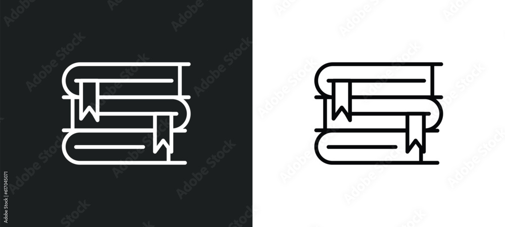 Poster stack of books line icon in white and black colors. stack of books flat vector icon from stack of bo