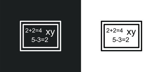 math class line icon in white and black colors. math class flat vector icon from math class collection for web, mobile apps and ui.