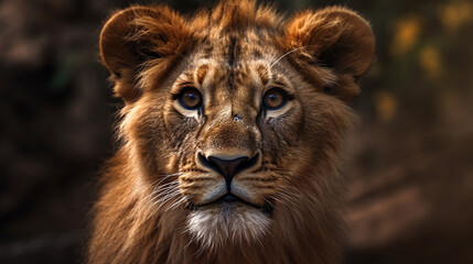 Obraz na płótnie Canvas portrait of a lion HD 8K wallpaper Stock Photographic Image