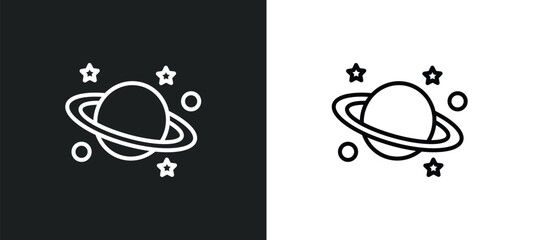 planet saturn line icon in white and black colors. planet saturn flat vector icon from planet saturn collection for web, mobile apps and ui. © IconArt