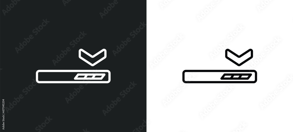 Poster window scrolling left line icon in white and black colors. window scrolling left flat vector icon fr