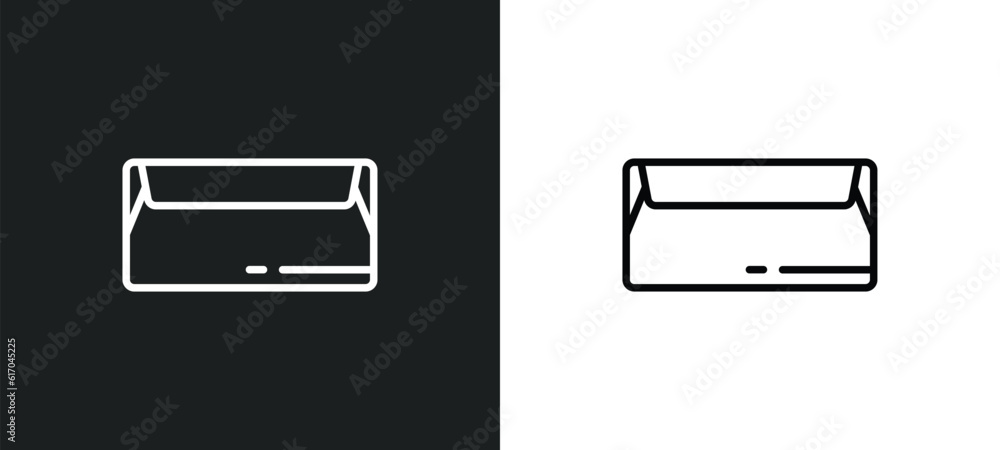 Poster closed envelope line icon in white and black colors. closed envelope flat vector icon from closed en