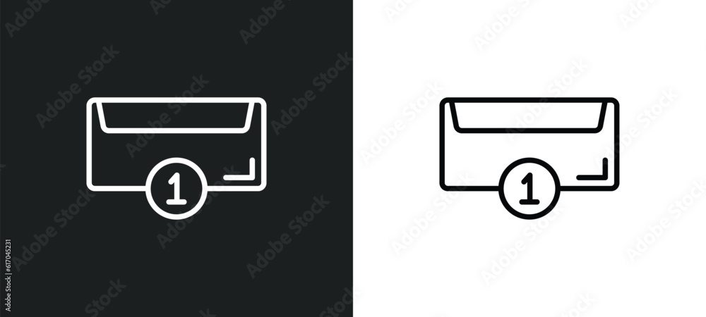Poster new email line icon in white and black colors. new email flat vector icon from new email collection 