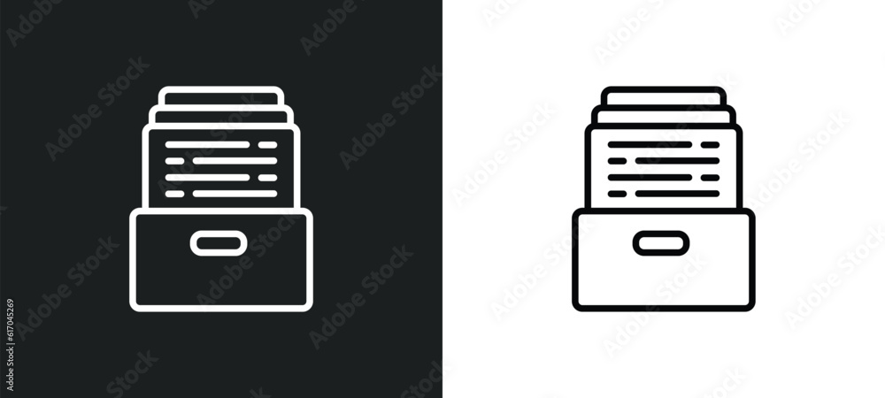 Poster archives line icon in white and black colors. archives flat vector icon from archives collection for