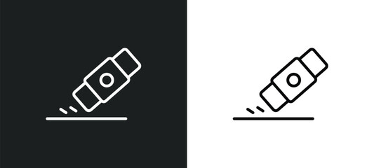 eraser line icon in white and black colors. eraser flat vector icon from eraser collection for web, mobile apps and ui.
