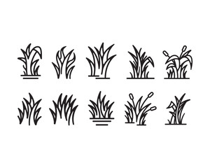 Set of Cattail grass logo design vector illustration
