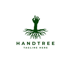Hand and root logo design vector