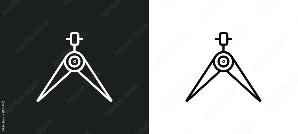 Poster calipers line icon in white and black colors. calipers flat vector icon from calipers collection for