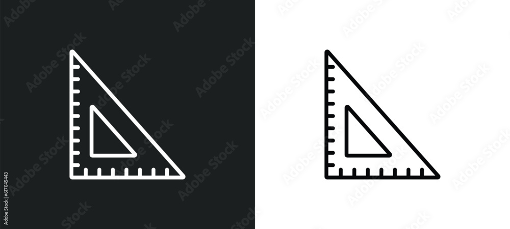 Poster school triangle line icon in white and black colors. school triangle flat vector icon from school tr