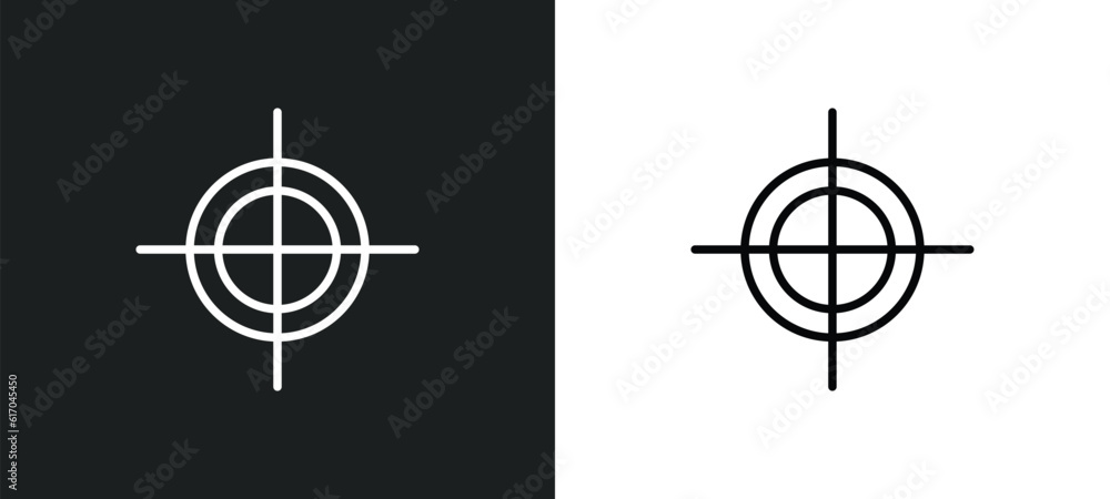 Fototapete registration mark line icon in white and black colors. registration mark flat vector icon from regis