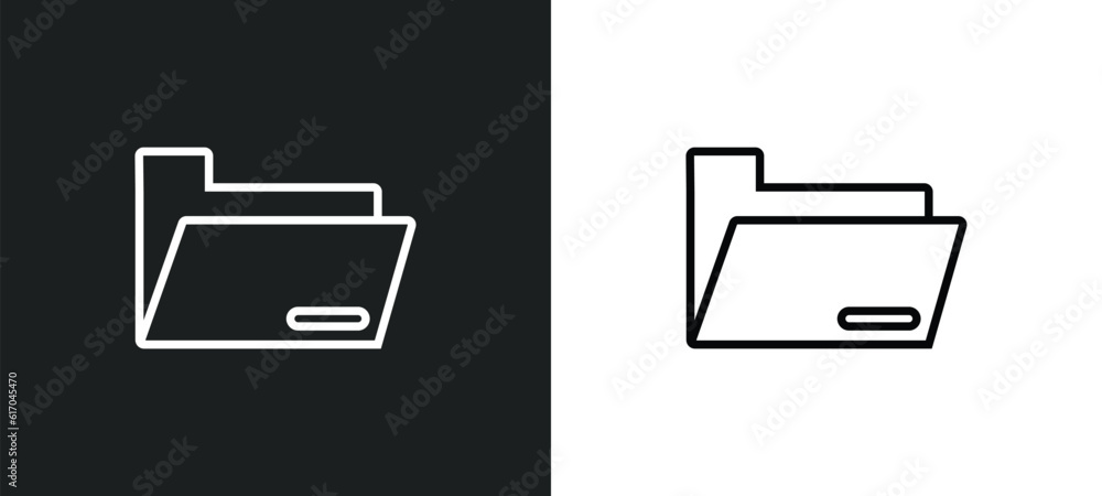 Poster folders line icon in white and black colors. folders flat vector icon from folders collection for we