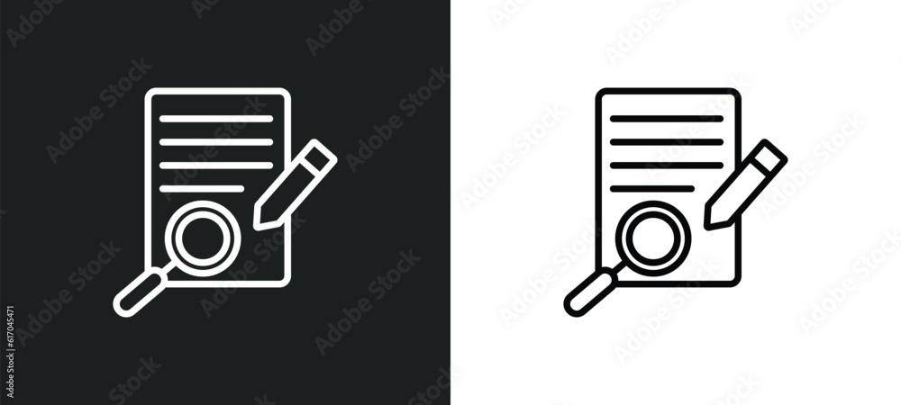 Poster defining line icon in white and black colors. defining flat vector icon from defining collection for