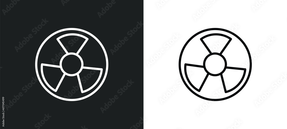 Aufkleber radioactive line icon in white and black colors. radioactive flat vector icon from radioactive colle