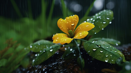 water drops on yellow flower HD 8K wallpaper Stock Photographic Image