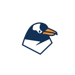 Penguin Head Logo Illustration Design Vector