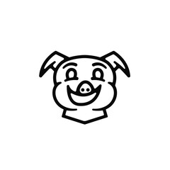 Line Pork Pig Head Logo Illustration Design Vector
