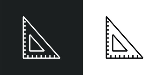 school triangle line icon in white and black colors. school triangle flat vector icon from school triangle collection for web, mobile apps and ui.