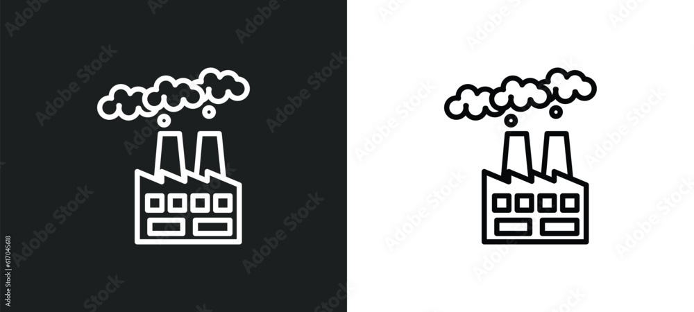 Poster pollution line icon in white and black colors. pollution flat vector icon from pollution collection 