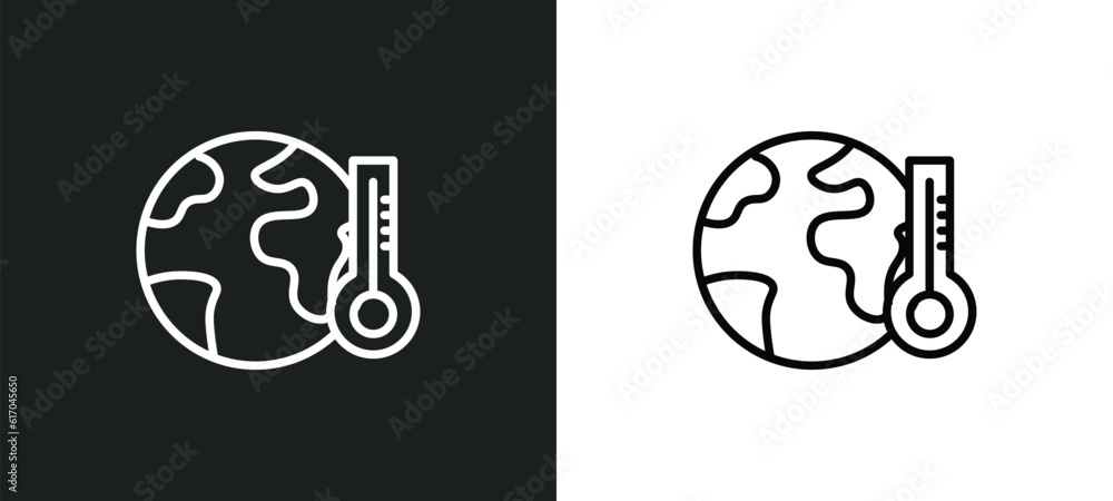 Wall mural greenhouse effect line icon in white and black colors. greenhouse effect flat vector icon from green
