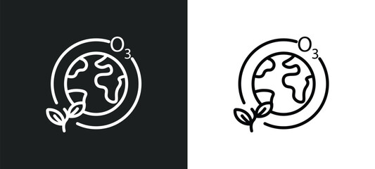 ozone layer line icon in white and black colors. ozone layer flat vector icon from ozone layer collection for web, mobile apps and ui.