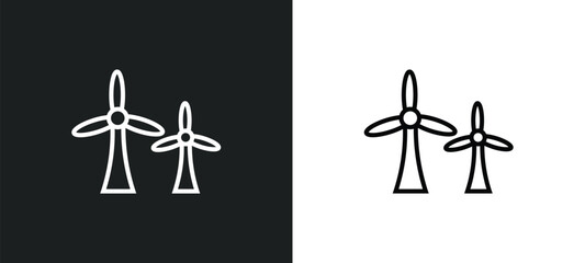 eco turbine line icon in white and black colors. eco turbine flat vector icon from eco turbine collection for web, mobile apps and ui.